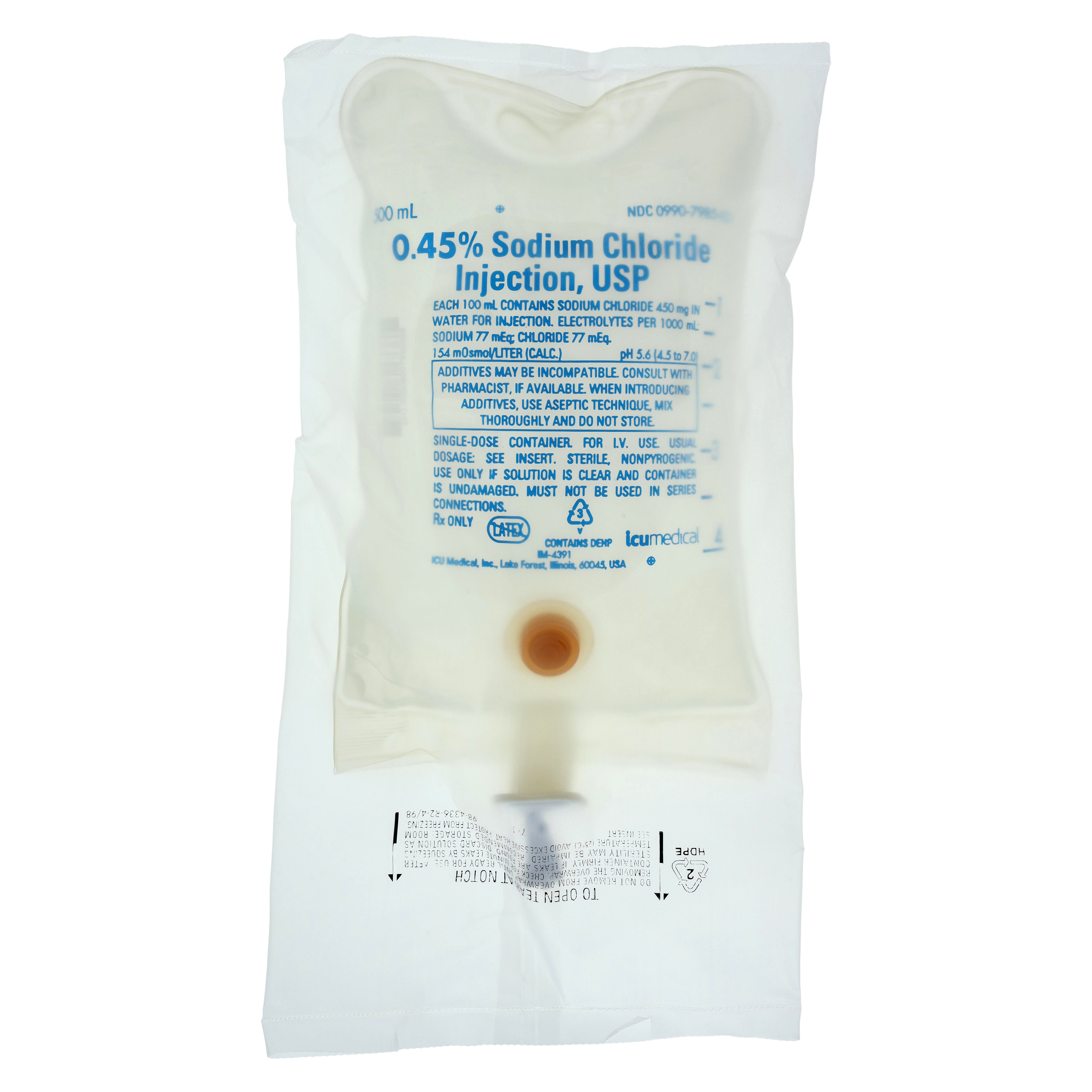 IV Injection Solution 0.45% Sodium Chloride 500mL Bag 24/Ca